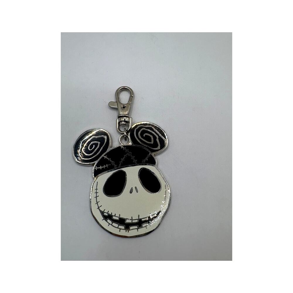 Disney Jack Skellington Mickey Ears Swirl Lobster Clasp Charm Keychain - Picture 2 of 3